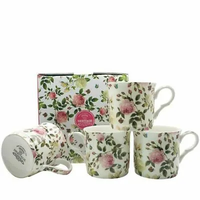 Buy Butterfly Rose Mug Set Heritage Set Of 4 Fine Bone China 350ml Boxed Coffee Cups • 25£