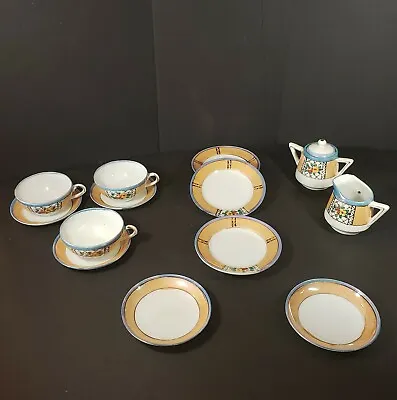 Buy Vintage Made In Japan Miniature Porcelain Lusterware Set Cup Saucers Cream Sugar • 8.13£