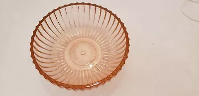 Buy Vintage Anchor Hocking Pink Depression Glass Queen Mary Ribbed Berry Bowl • 14.25£