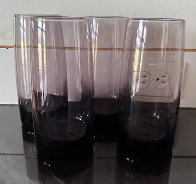 Buy Vintage Libbey Amethyst Purple Drinking Glasses Set Of 4 Thick Bottom EUC • 24.98£