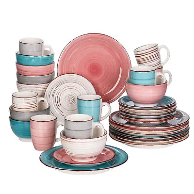Buy Vancasso BELLA 32Pc Dinnerware Set Stoneware Handpaint Service Dishes Plate Bowl • 99.99£