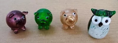 Buy 3 PIGS & An OWL Collectable  Glass Ornaments Retro Collection • 3.99£
