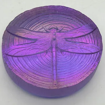 Buy 3.5  Robin Lehman Art Glass Dragonfly Paperweight Purple Iridescent Insect • 87.26£