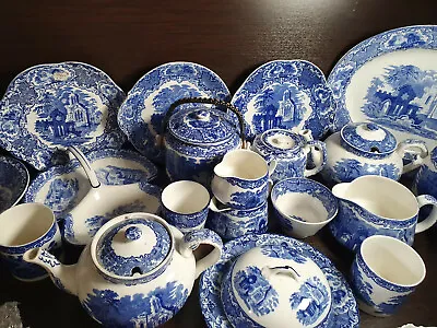 Buy George Jones&Sones Abbey 1790 Blue&white Antique C.1910 Plates Bowls Etc • 59.99£