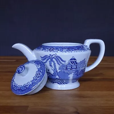 Buy Rare! Blue Coloured Teapot In The ‘Willow’ Design By Woods & Sons, England • 9.99£