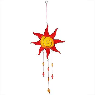 Buy Large Red Yellow Sun Resin Suncatcher Glass Beads Home Garden Hanging Ornament • 7£