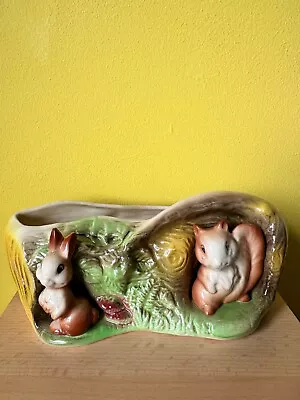 Buy Vintage Eastgate Log Planter Vase Ornament With Bunny & Squirrel • 4£