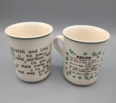 Buy CARRIGDHOUN Ireland Pottery MUG Cup IRISH Coffee Recipe And Prayer Set Of 2 Pcs • 14.18£