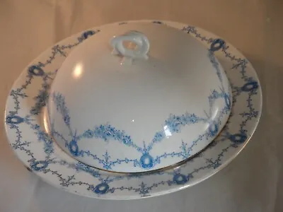 Buy Antique Aynsley's English Porcelain  Blue & White Muffin Dish & Cover 21cms Wide • 14.99£