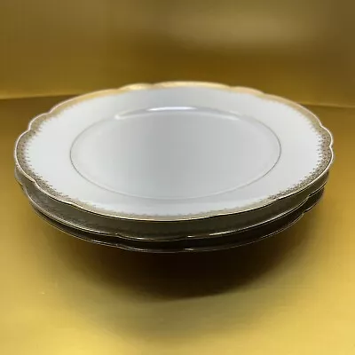 Buy Set Of 3 Vintage Limoges D&C France R Delinieres Dinner Plates 9.5 In White/gold • 28.81£