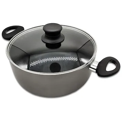Buy Large Saucepan 4.5L 24cm Large Non-Stick Cooking Pot With Glass Lid Aluminum  • 12.99£