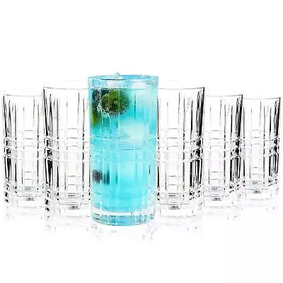 Buy Vinsani 6 Highball Whisky Classic / Diamond-Cut Transparent Whiskey Glasses • 12.99£