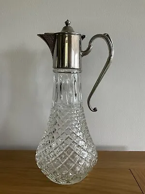 Buy Silver Plated Cut Glass Crystal Jug Claret Wine Decanter • 25£