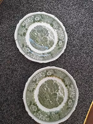 Buy 2 X Adams English Scenic Green Plates Vintage China    9.5   • 6£