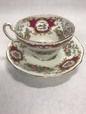 Buy Vintage Red Foley Broadway Marked China Tea Cup Saucer Floral Gold England • 47.29£