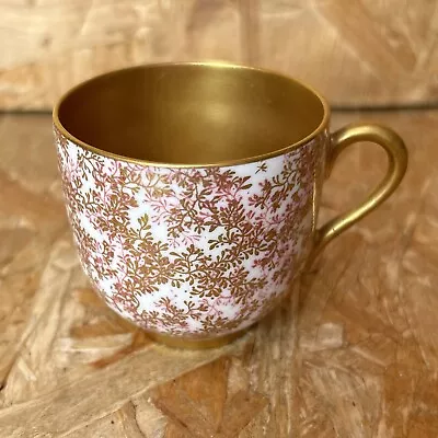 Buy Antique 1911 Royal Worcester Coffee Cup - Pink & Acid Gold Design 5cm • 4.99£