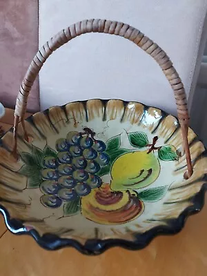 Buy Spanish Decorative  Fruit  Bowl With Woven Handle Signed  Puigdemont  • 29£
