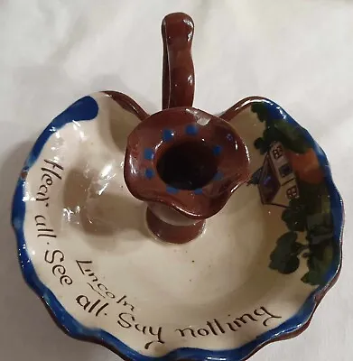 Buy Torquay Pottery Motto Ware By Longpark Pottery Candle Chamberstick, Pre 1932 A/F • 5.59£