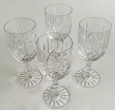 Buy Set Of 4 Elegant Cut Glass Wine Glasses In Mint Condition • 17£