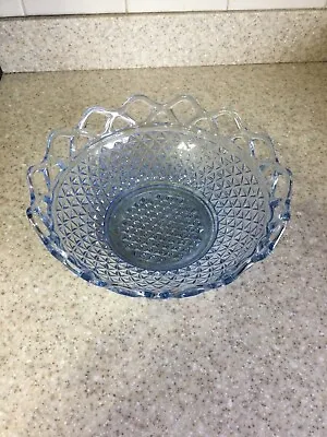 Buy Imperial  Lace Large Blue Depression Glass Bowl • 24.67£