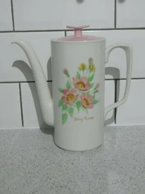Buy Branksome China Tall White Coffee Pot Pink Lid Handpainted Dog Rose Priscilla • 29.99£