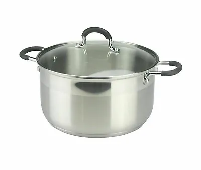 Buy Stainless Steel Induction Casserole Pot With Glass Lid Heavy Duty Stock Pot Stew • 23.45£