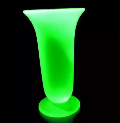 Buy Stunning Unusualsmall  Art Deco Jade Uranium Green Glass Trumpet Vase • 28.99£
