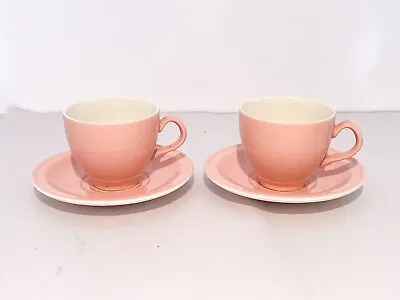 Buy 2 X Carrigaline Pottery County Cork Porcelain Tea Cup And Saucer Set Pastel Pink • 15.99£