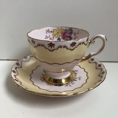 Buy Tuscan Fine Bone China Pink Yellow Floral Teacup/saucer Made In England Mint • 37.64£