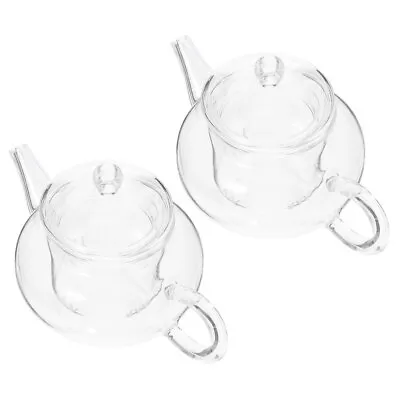Buy Clear Glass Coffee Cups & Small Teapot With Infuser Set-QP • 17.85£