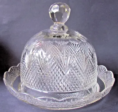 Buy IRISH ? CUT CRYSTAL GLASS CHEESE ? DOME AND UNDERPLATE C1900  (Ref9764) • 39.50£