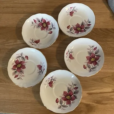 Buy VINTAGE ROYAL ADDERLEY BONE CHINA TEA SET Floral Pattern  RIDGEWAY 5 Saucers • 11.99£