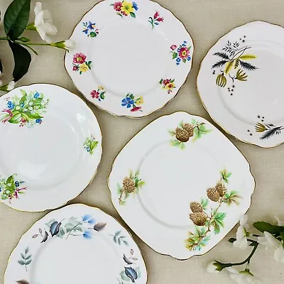Buy Vintage Mismatched China Side  Plates Cake - Set X 5 Bundle Joblot - Floral • 9.08£