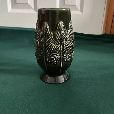 Buy Sylvac Dark Green Large Vine Leaves-design Vase Vintage 21cm Tall 4206 • 18£