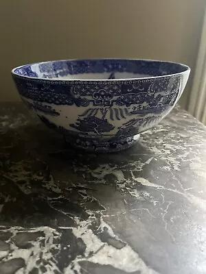 Buy Vintage Blue & White Willow Pattern Fruit Bowl - Making Ware - OKA Style • 15£