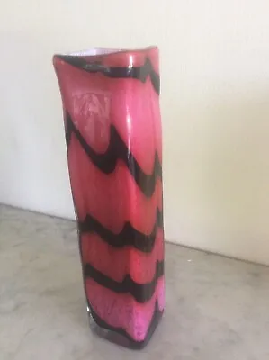 Buy Signed Mtarfa GlassBlowers Art Glass Studio Vase Malta + Original Label Handmade • 35£