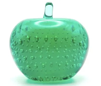 Buy Whitefriars Patt. Number 9891 Controlled Bubble Apple Paperweight In FLC Aqua • 250£
