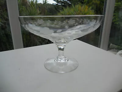 Buy Vintage Floral Etched Clear Delicate Thin Glass Bon Bon Compote Pedestal H3 3/4  • 20£