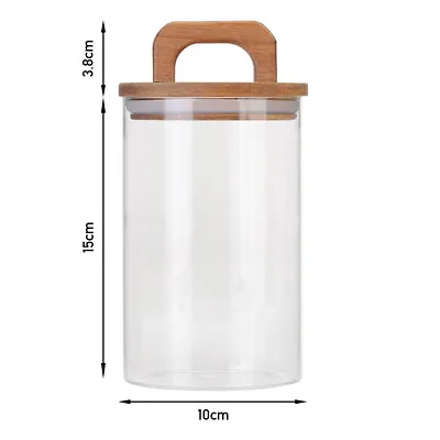 Buy Glass Jar Borosilicate Storage Container With Bamboo Lid Food Rice Pasta Jars • 6.94£