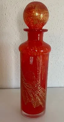 Buy Art Glass Red Gold  Decanter Bottle  Mdina Glass Maltese Glass Lint Ed. MCM • 103.41£