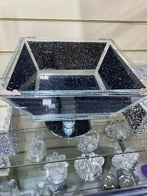 Buy XL Black Crush Diamond Crystal Filled Fruit Bowl Silver Edges Kitchen Size Large • 49.99£