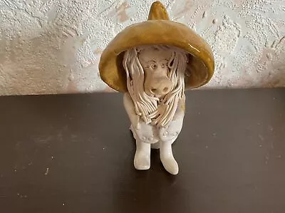 Buy Hand Thrown - Studio - Pottery Witch Figure - Sitting - Witch Hat • 3.50£