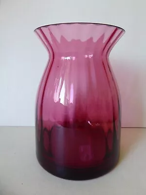 Buy Vintage Dartington Cased Cranberry Crystal Vase Optically Ribbed • 25£