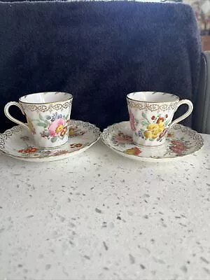 Buy 1910 Adderley Bone China  H/painted& Gilded, “Dresden” Demi Tasse Cups & Saucers • 25£
