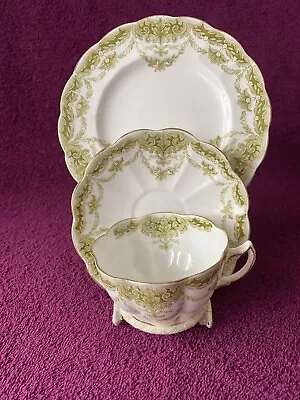 Buy Art Nouveau / Antique Tea Set Trio Tuscan China Scallops Shape Vintage Condition • 20£
