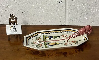 Buy Rare Antique Henriot Quimper Prawn / Lobster Ceramic Serving Plate • 175£
