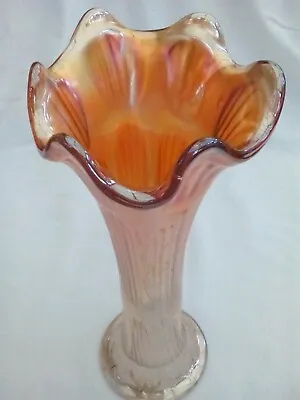 Buy Carnival Marigold Glass 'Diamond And Rib' Flower Vase, Fenton Art Glass Company • 16£