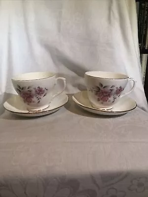 Buy 2 X Vintage DUCHESS Fine English Bone China Pink Roses Floral Tea Cups & Saucers • 0.99£