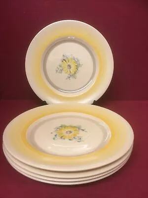 Buy Gray's Pottery Yellow Banded Hand Painted Side Plates X 5 • 10£