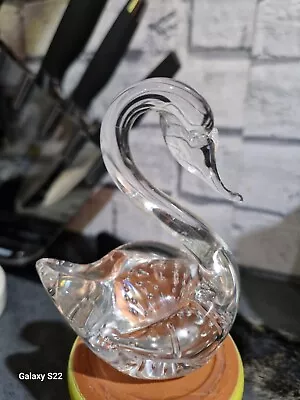 Buy Vintage Crystal Art Glass Controlled Bubble Swan Figurine Sculpture Paperweight  • 10£